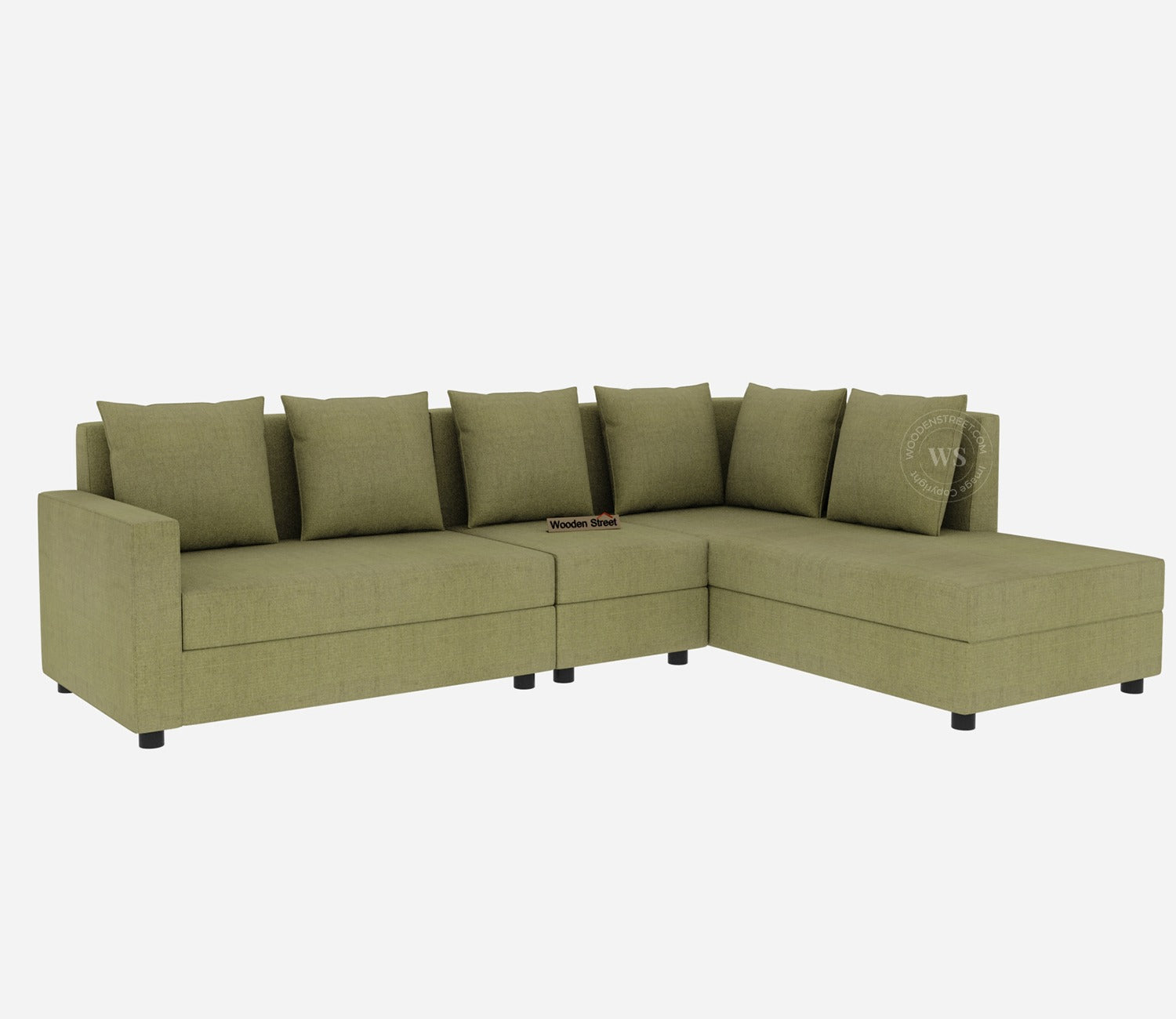 Sible 6 Seater Right Aligned Fabric L Shape Sofa (Cotton, Fresh Mint)