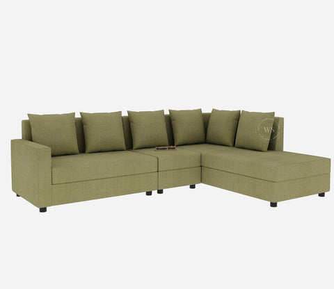 Sible 6 Seater Right Aligned Fabric L Shape Sofa (Cotton, Fresh Mint)