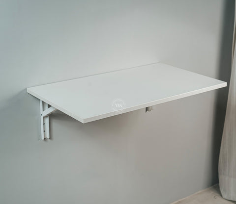 Stanko Foldable Wall Mounted Engineered Wood Study Table (Frosty White Finish)