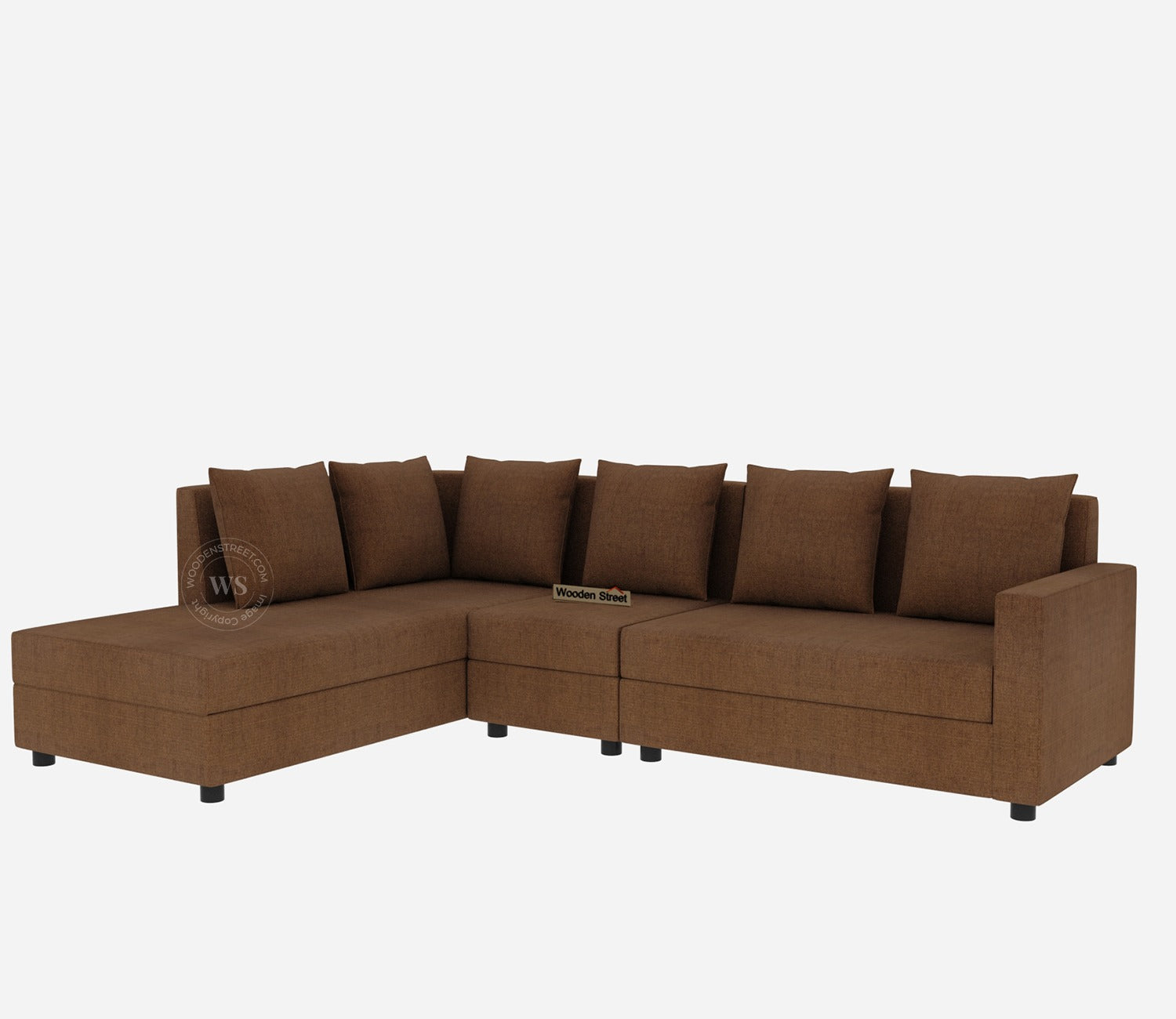 Sible L-Shape 6 Seater Left Aligned Fabric Sofa (Cotton, Mocha Brown)