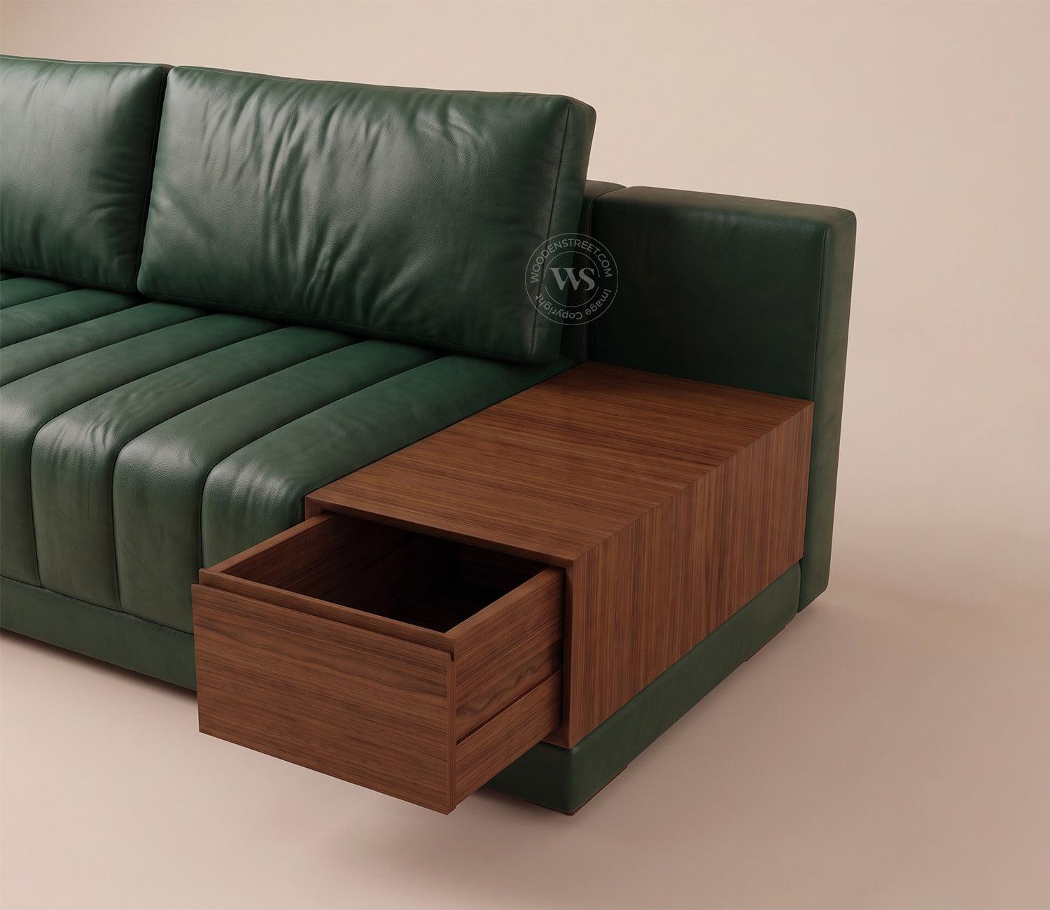 Oasis L-Shape Right Aligned Sectional Sofa (Leatherette, Leaf)
