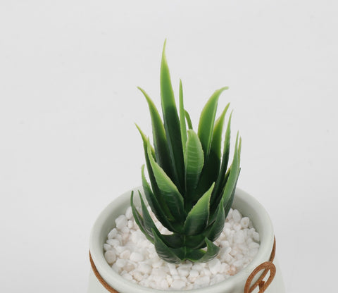 Bloomify Ceramic Pot With Artificial Flowers (Light Green)