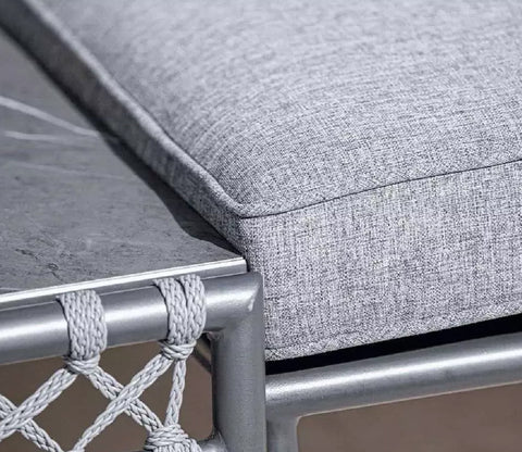 Grey Rope L Shape Sofa Set With Table And Grey Cushions