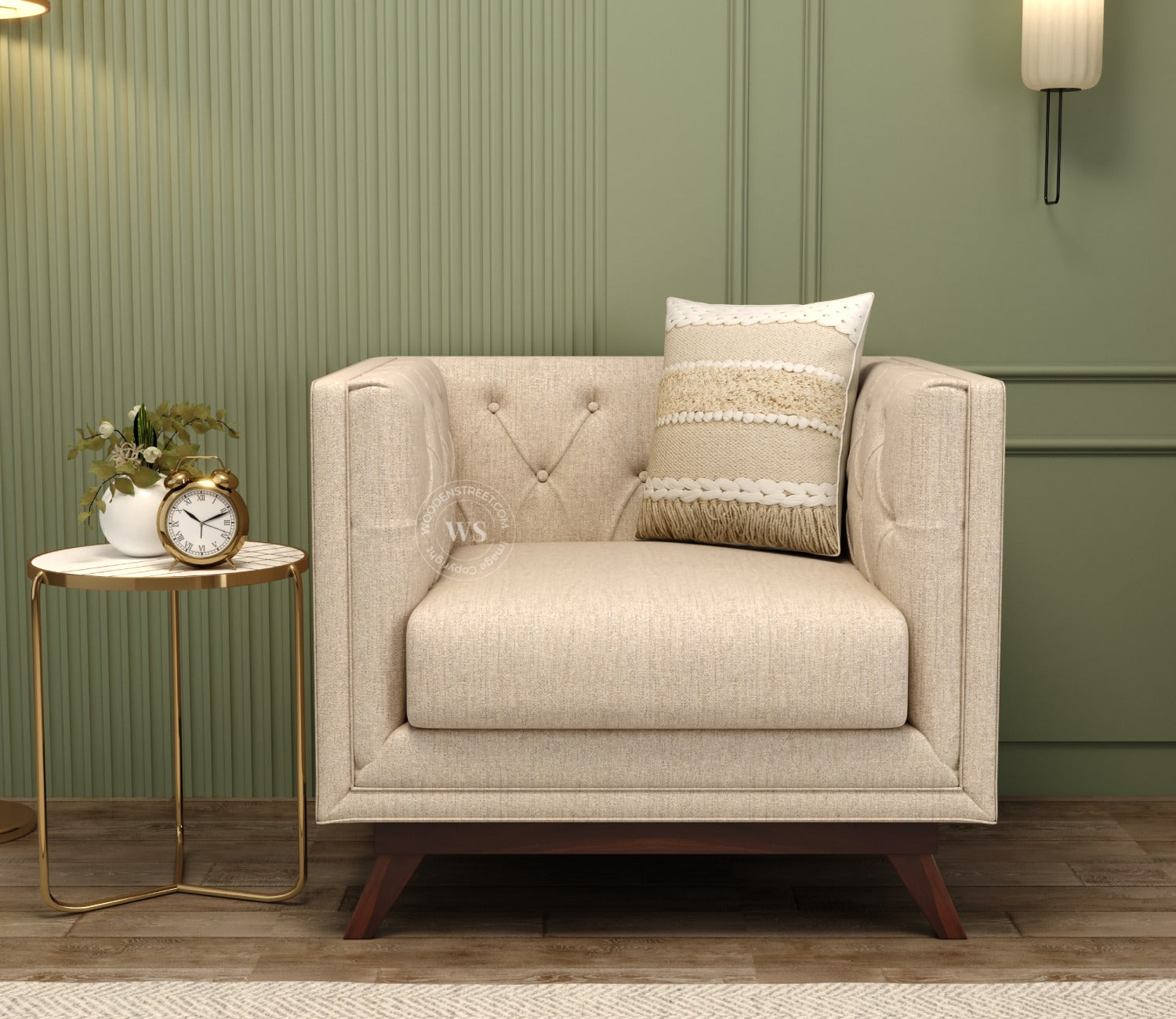 Berlin 1 Seater Sofa (Cotton, Jade Ivory)