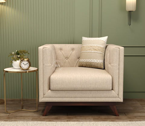 Berlin 1 Seater Sofa (Cotton, Jade Ivory)