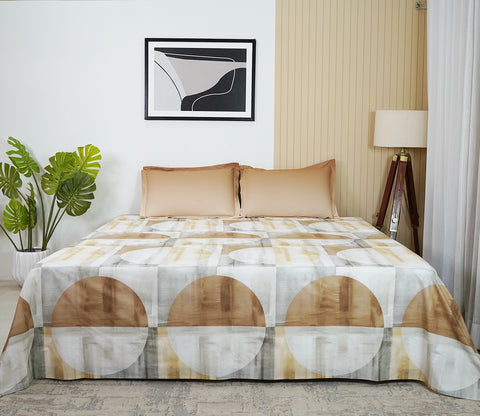 Circle 180 TC Flat Pure Cotton King Size Bedsheet With 2 Pillow Covers (Grey)