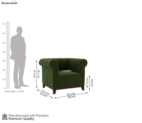 Arbor 1 Seater Sofa (Velvet, Dark Olive Green)