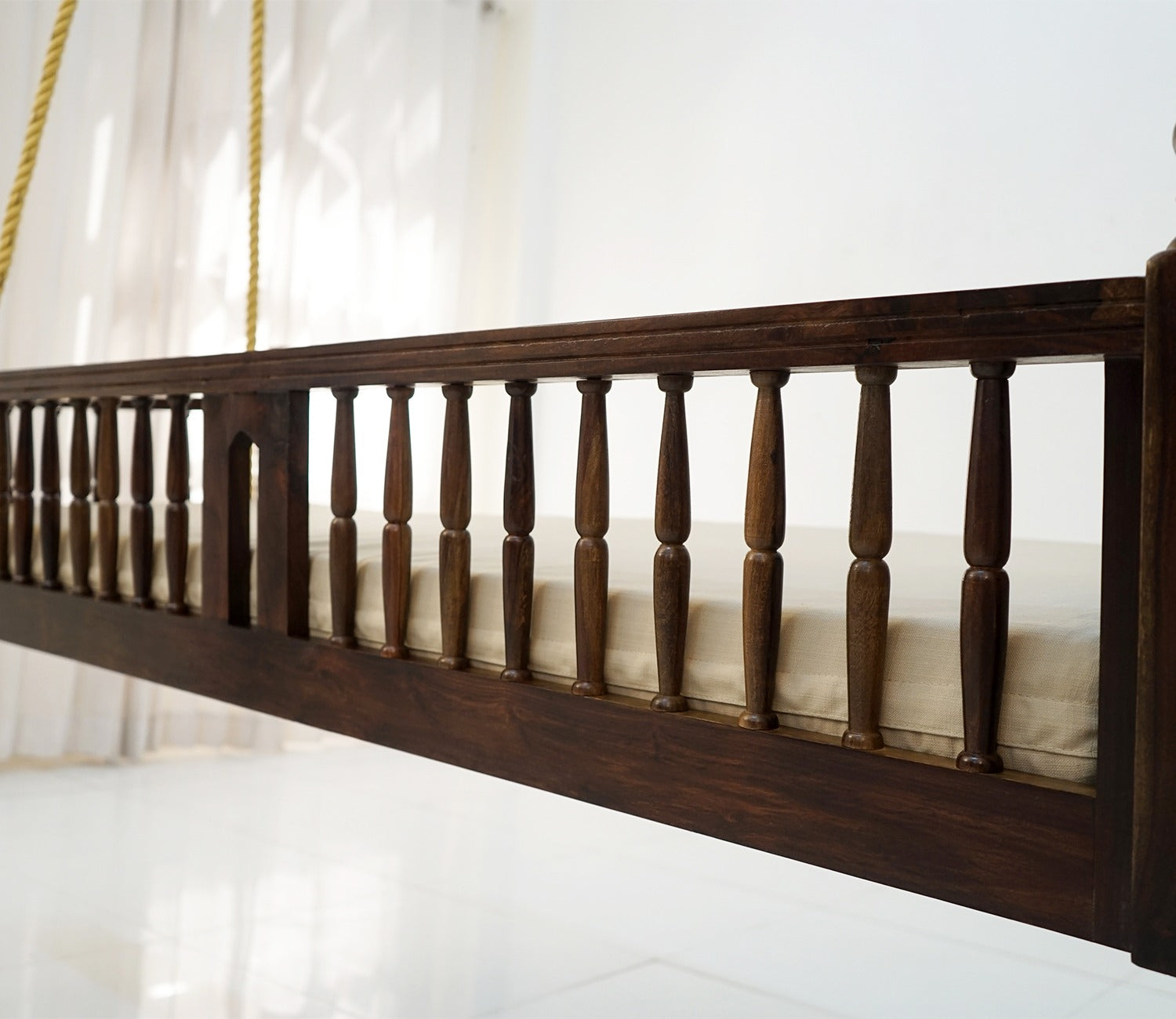 Alanis Wooden Swing Chair (Walnut Finish)