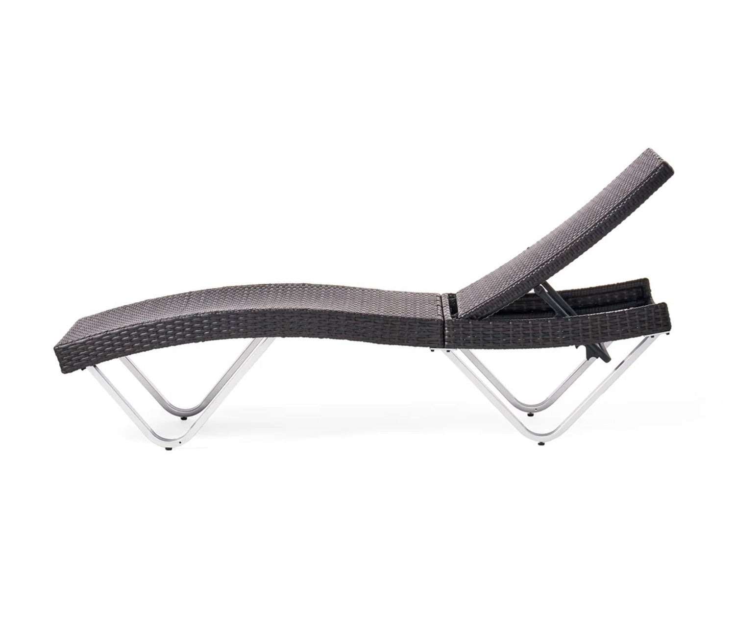 Black Adjustable Outdoor Patio Lounger With Table