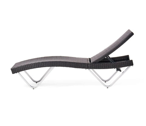 Black Adjustable Outdoor Patio Lounger With Table