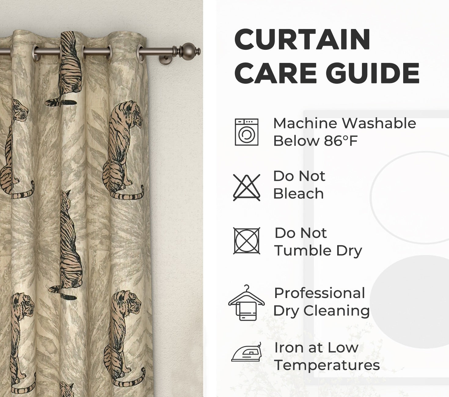 Leopard Print Light-Filtering Door Curtains Set of 2 (Grey, 7 Feet)