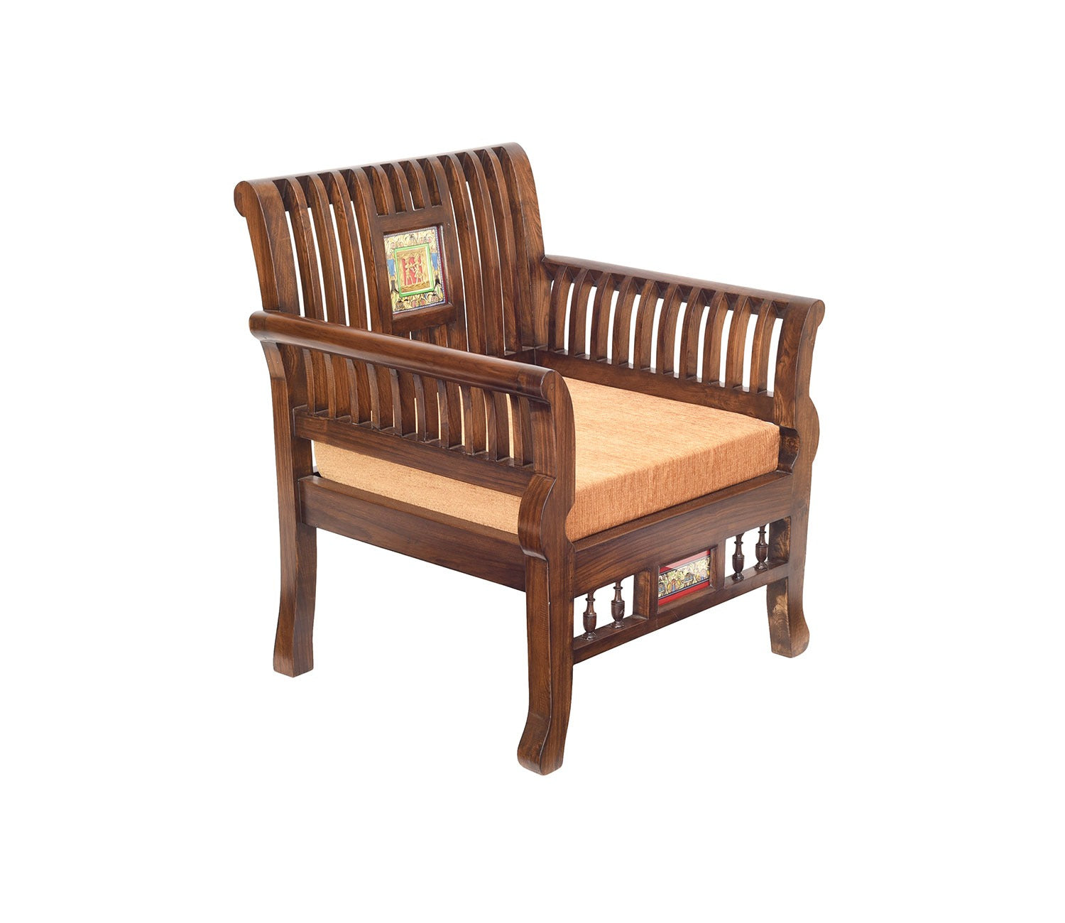 Nyle Single Seater Sofa in Teakwood with Walnut Finish