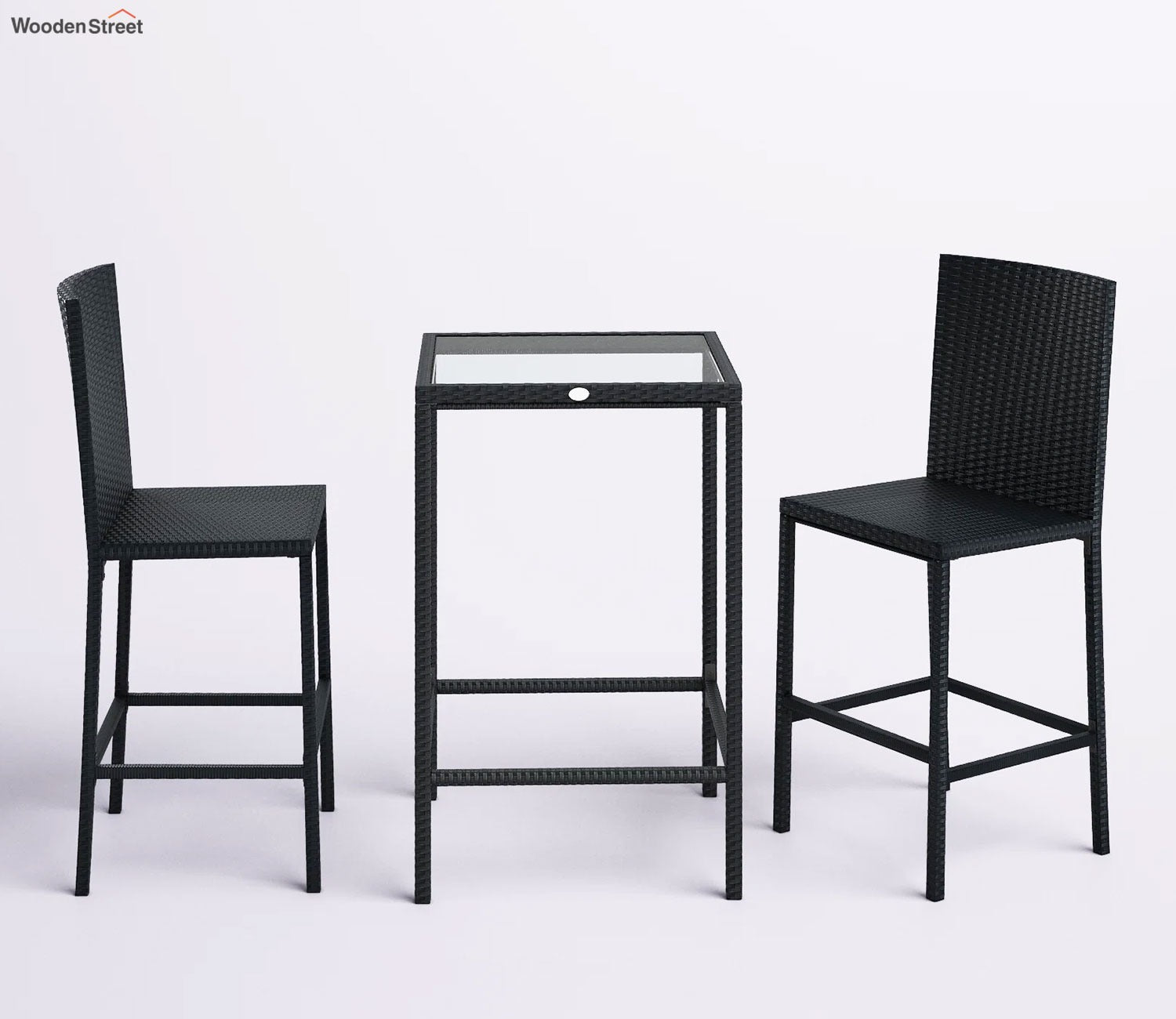 Dark Brown Rattan And Wicker Outdoor Bar Set