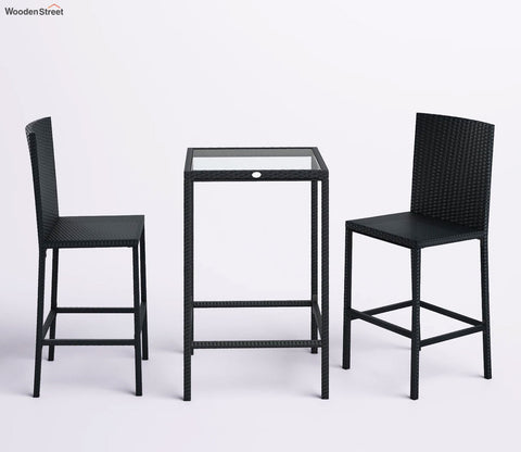 Dark Brown Rattan And Wicker Outdoor Bar Set