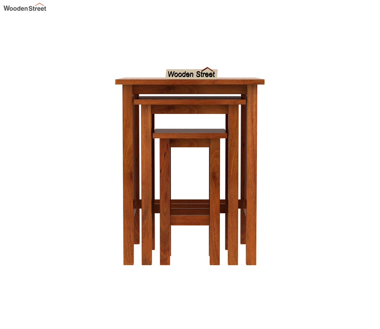 Ayotte Solid Wood Nest of Tables (Honey Finish) - Set Of 3