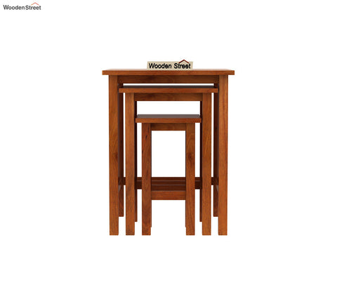 Ayotte Solid Wood Nest of Tables (Honey Finish) - Set Of 3