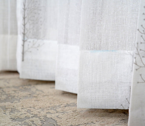 Shimmer Tree 1 Piece Sheer Curtain (Grey, 7 Feet)