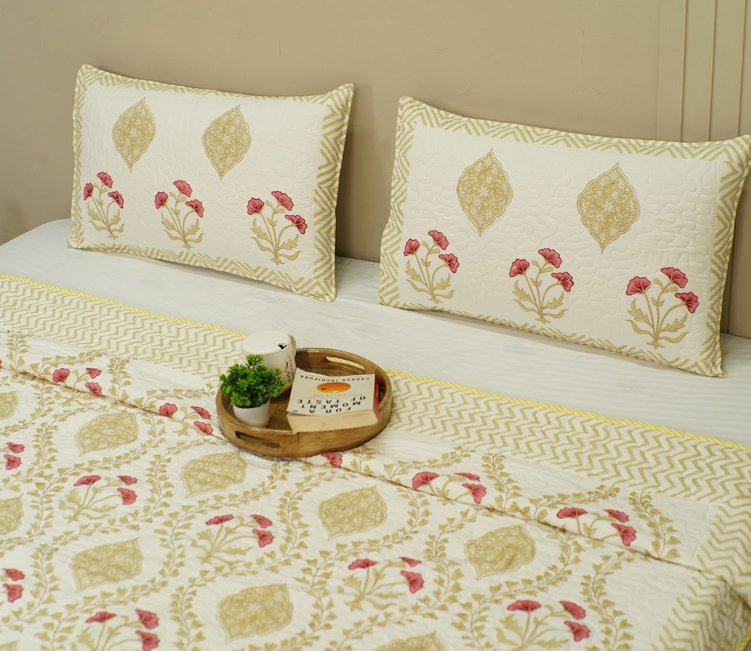 Rose Voyage Pink And Cream Voile Bed Cover