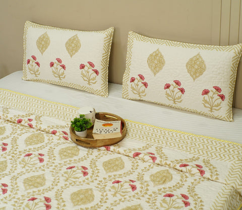 Rose Voyage Pink And Cream Voile Bed Cover