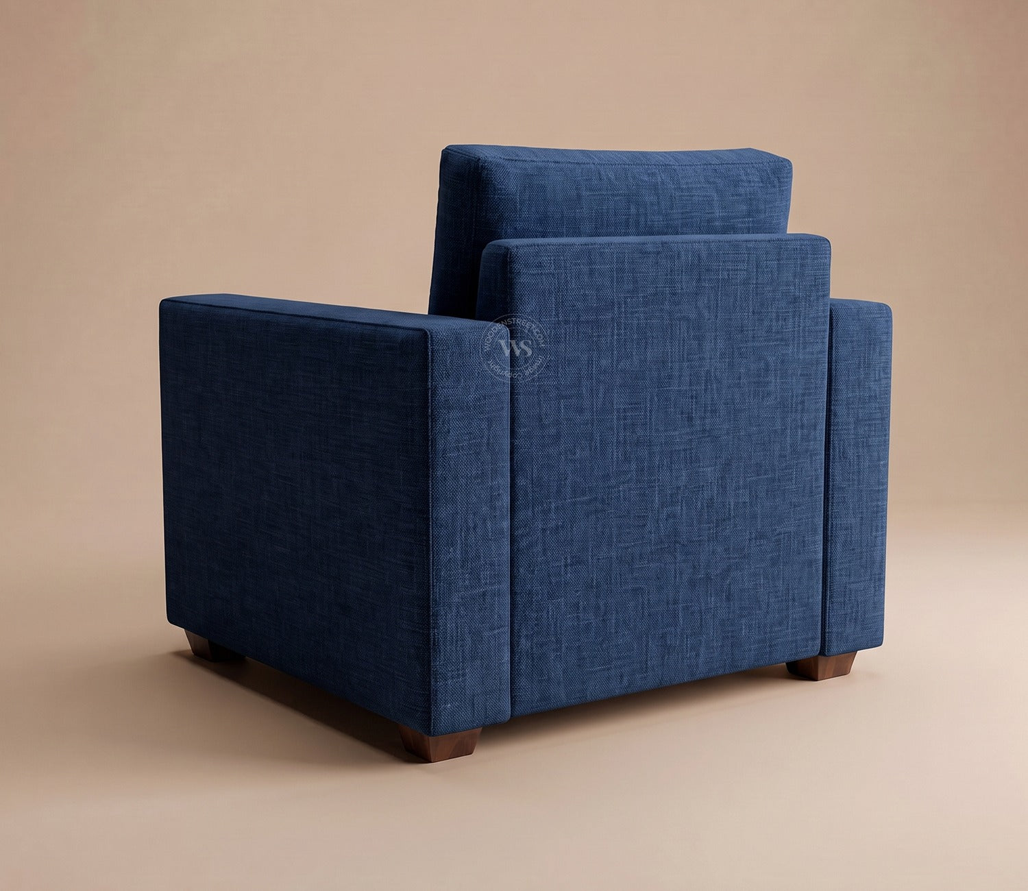 Albus One Seater Fabric Sofa (Cotton, Iris Blue)