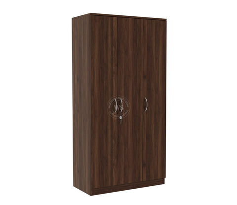 Kayden 3 Door Multi Utility Wardrobe With Hanging Rod (Columbian Walnut Finish)