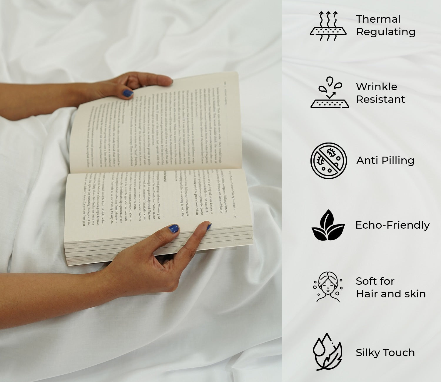 Vegan Bamboo Silk Bedsheet 300 TC Naturally Anti-Bacterial Fitted King Bedsheet with 2 Pillow Cover (White)