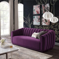 Trueliving Modern Dark Three Seater Sofa Velvet Finish H 36" x W 80" x D 34"