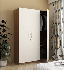 Trueliving Solid wood 3 Door Laminated Finish & PU Finish Wardrobe (5Ft *2Ft *8Ft -1524MM X 609MM X 2438.4MM)
