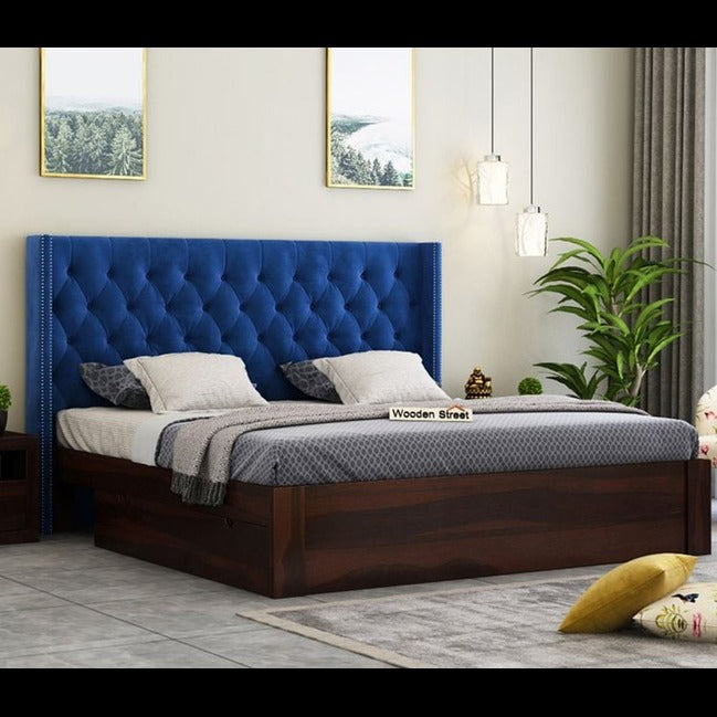 Trueliving Luxurious Modern Design Dark bed Laminated Finish & PU Finish 6Ft *6Ft *1Ft