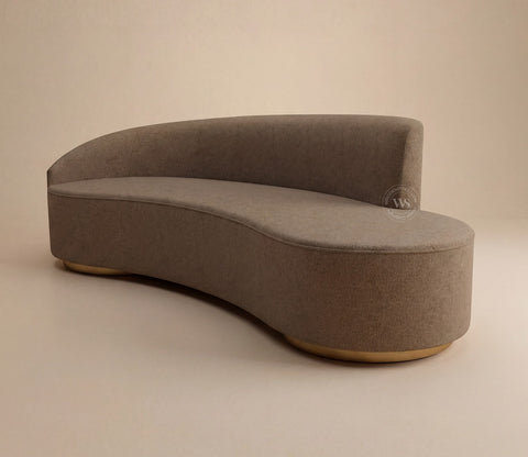 Osbert 3 Seater Curved Sofa (Cotton, Sand Brown)