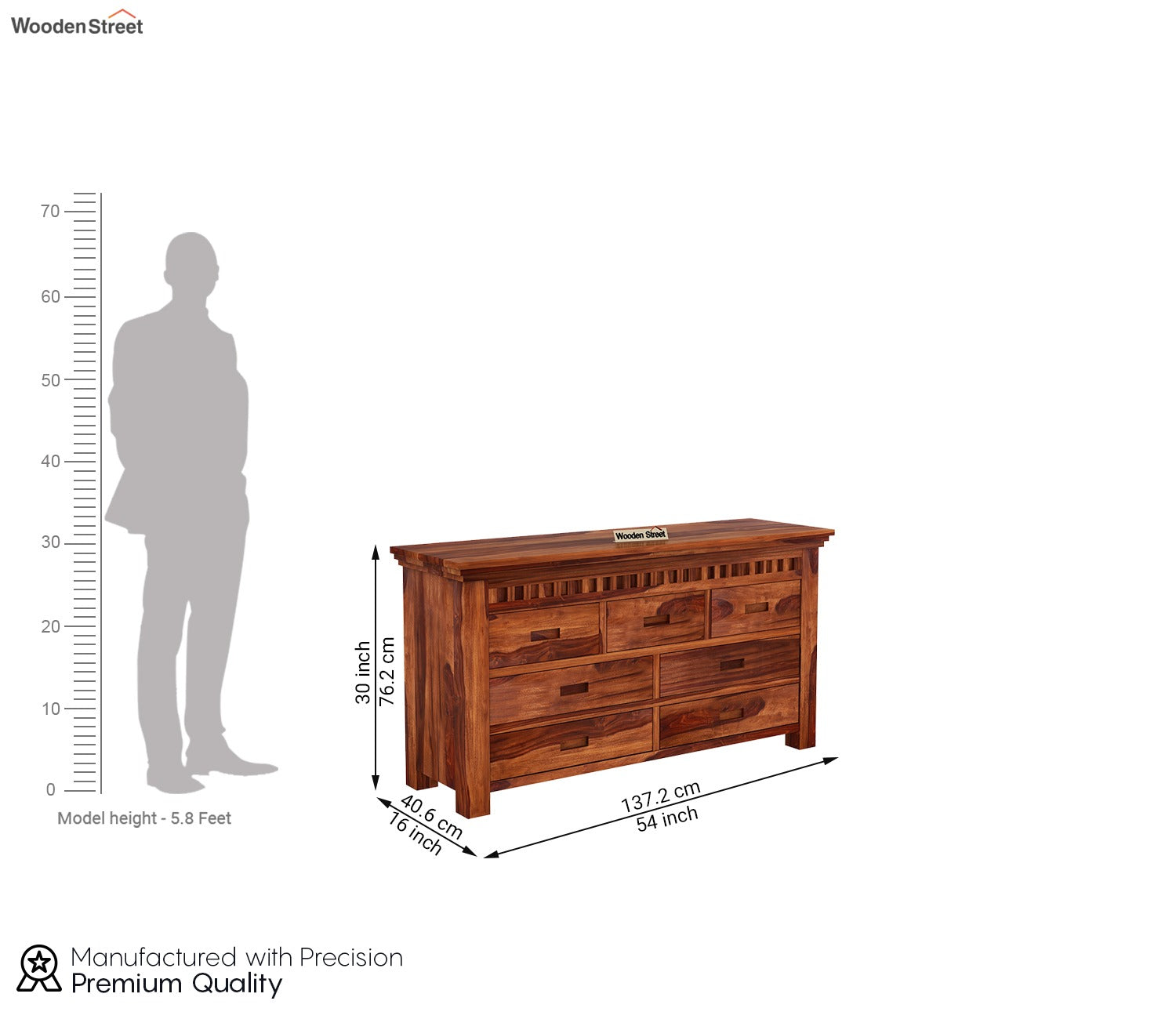 Adolph Dresser with Storage (Honey Finish)