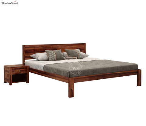 Brixton Sheesham Wood Bed Without Storage (King Size, Honey Finish)