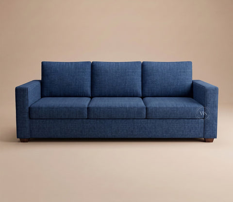 Albus 3 Seater Fabric Sofa (Cotton, Iris Blue)