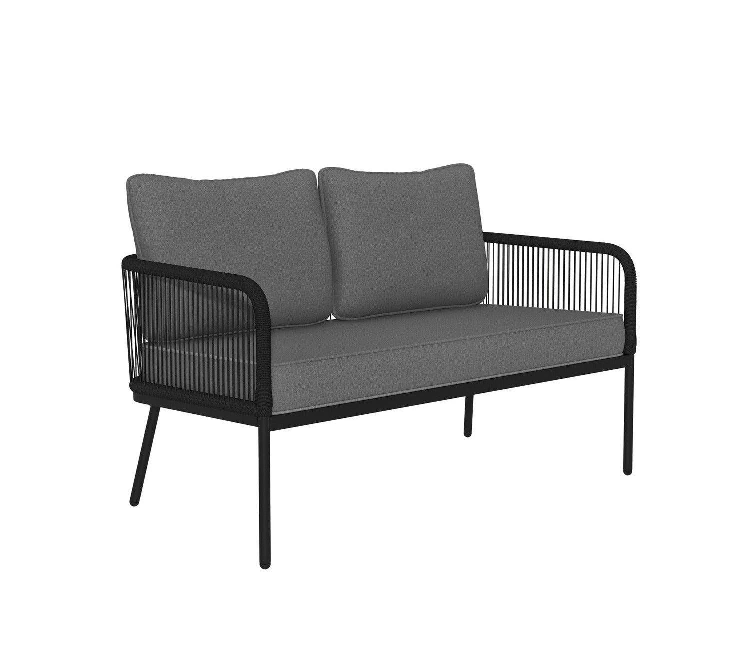 Grey Rope 4 Seater Sofa Set With Rectangle Table And Grey Cushions