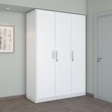 Trueliving Solid wood 3 Door Laminated Finish & PU Finish Wardrobe (5Ft *2Ft *8Ft -1524MM X 609MM X 2438.4MM)