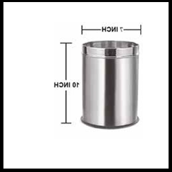 Trueliving_DUSTBIN OPEN PLAIN (7x10)_Silver_Steel