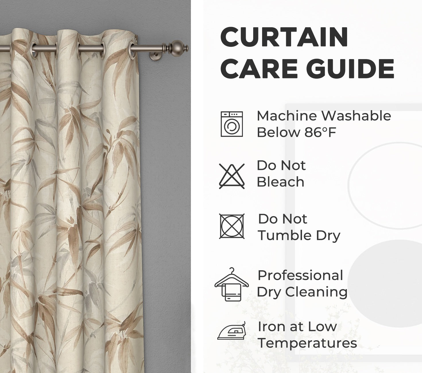 Fern Light-Filtering Long Door Curtains Set of 2 (Grey, 9 Feet)