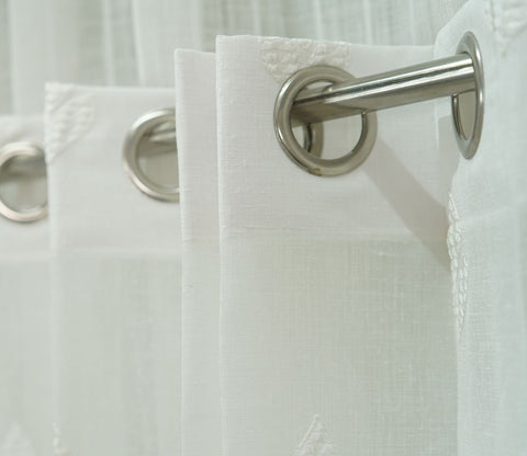 Tri Motifs Door 1 Piece Sheer Curtain (White, 7 Feet)