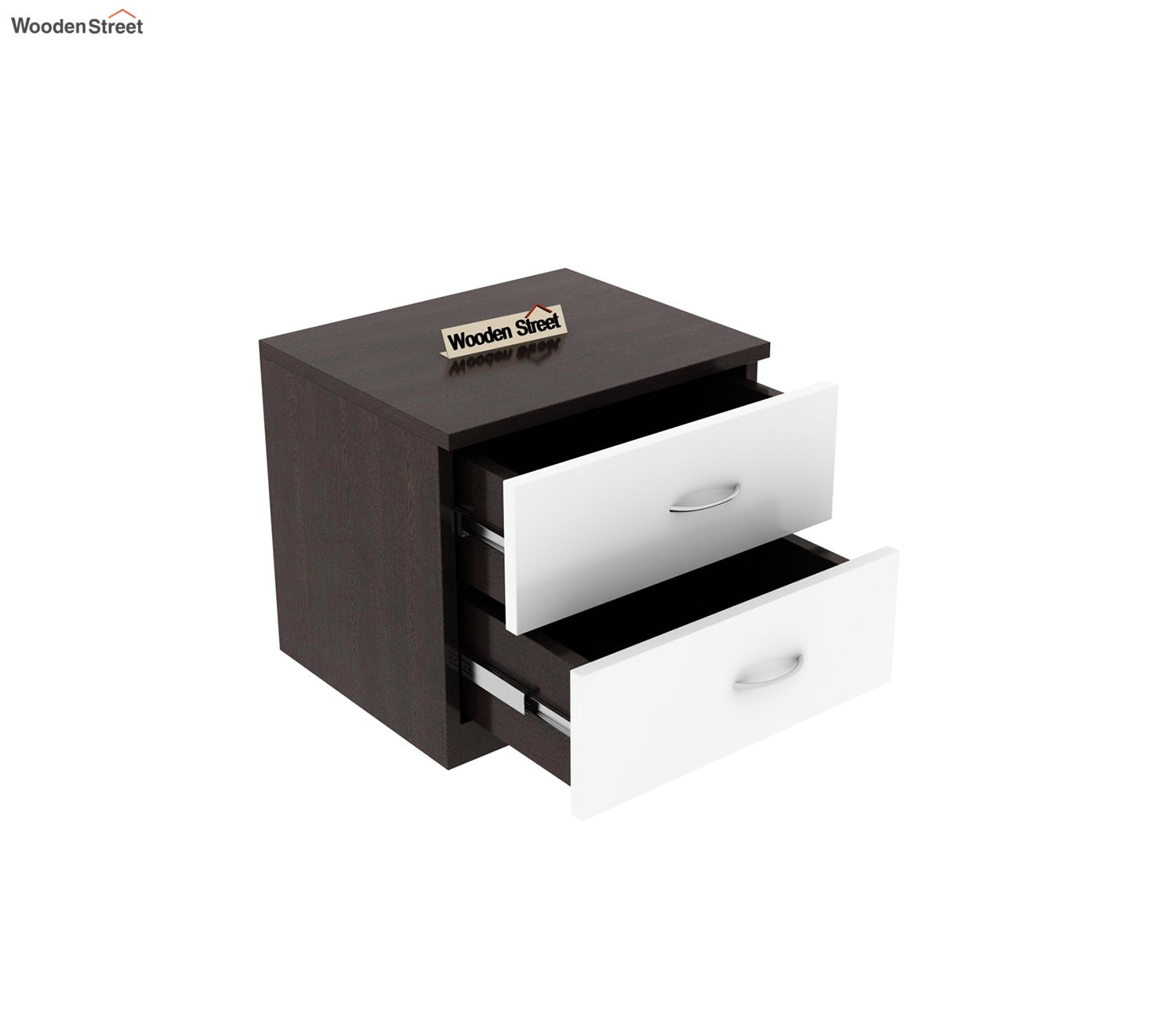 Carmen Bedside Table (Flowery Wenge-Frosty White Finish)
