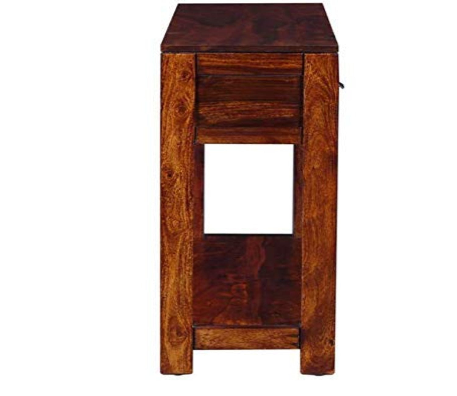 Walnut Finish Wooden Partition Leave Design Console Table