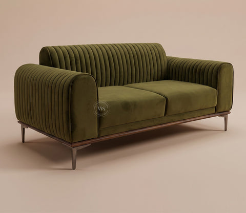 Lorenz 2 Seater Sofa (Velvet, Dark Olive Green)