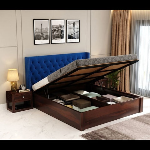 Trueliving Luxurious Modern Design Dark bed Laminated Finish & PU Finish 6Ft *6Ft *1Ft