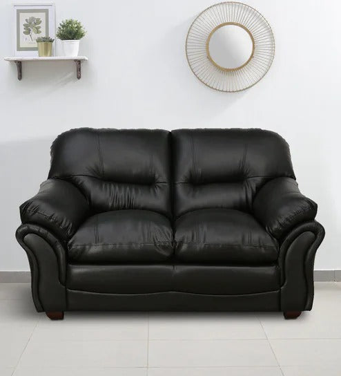 Trueliving Modern Dark Two Seater Sofa Leather Finish H 33" x W 60" x D 35"