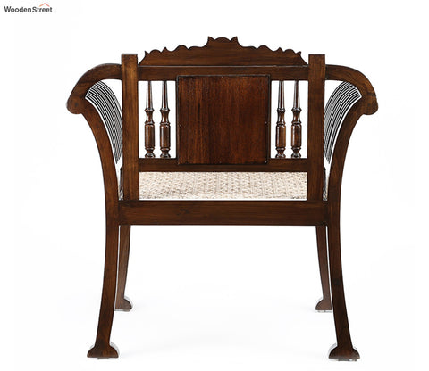Alpa Single Seater Sofa with Cane Work and Designer Back Rest in Walnut Finish