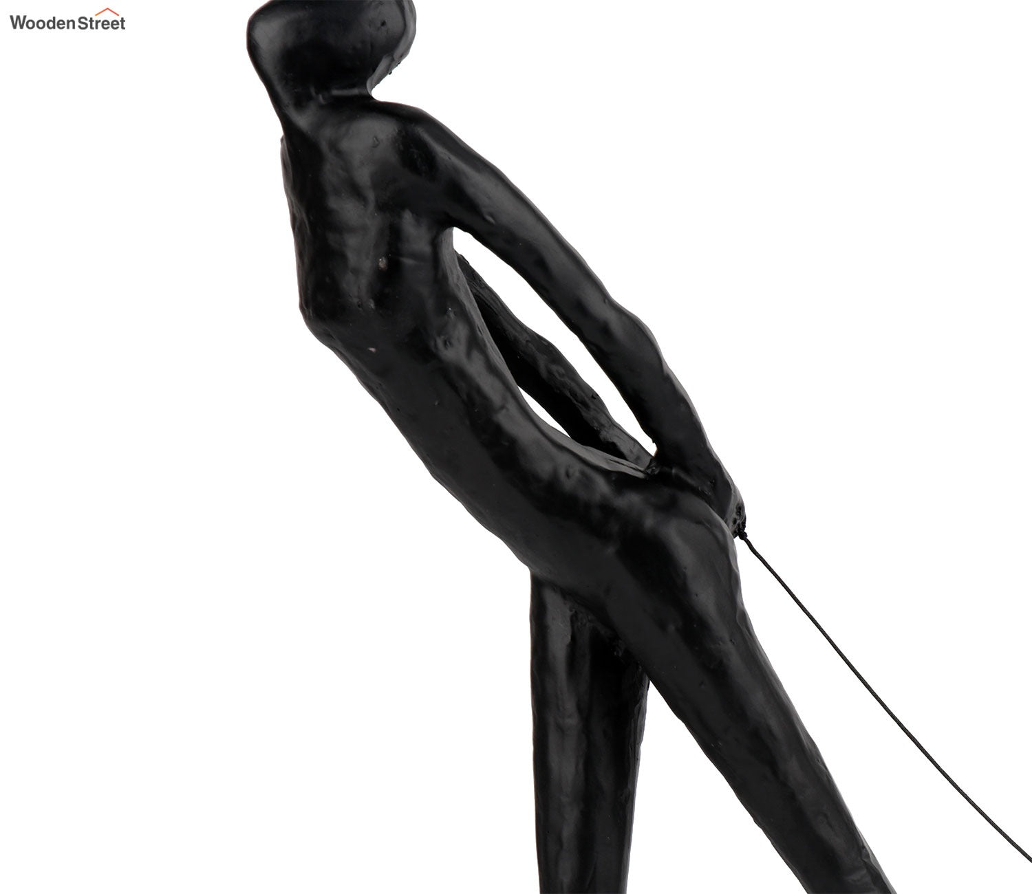 Black Cast Iron Pull Rope Figurine (L, Black)