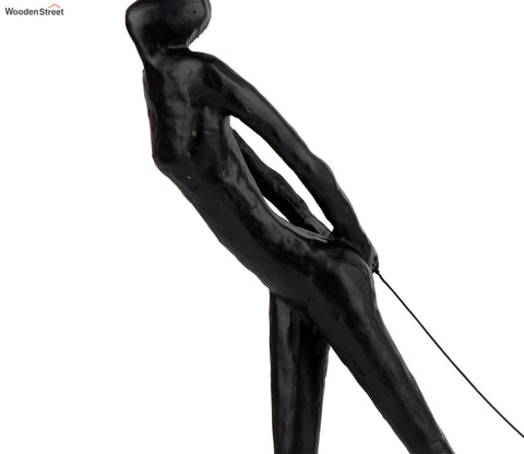 Black Cast Iron Pull Rope Figurine (L, Black)
