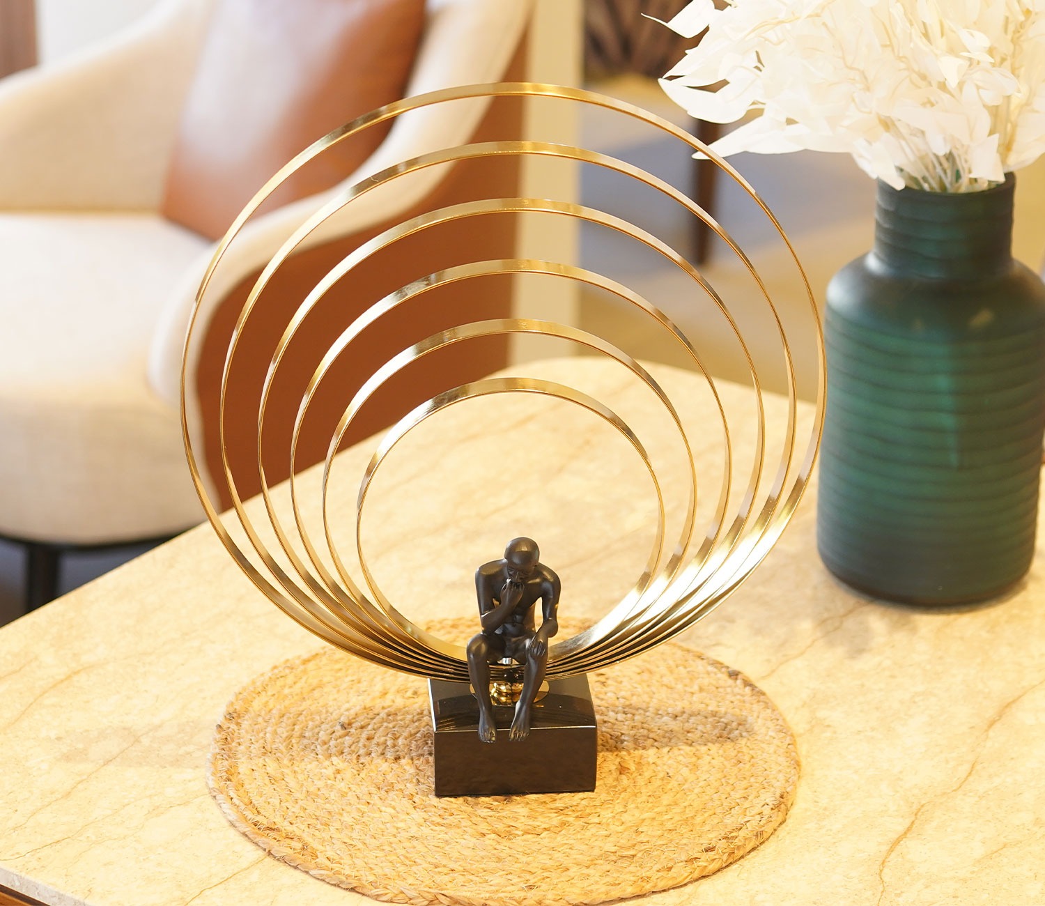 Golory Black Human Table Showpiece