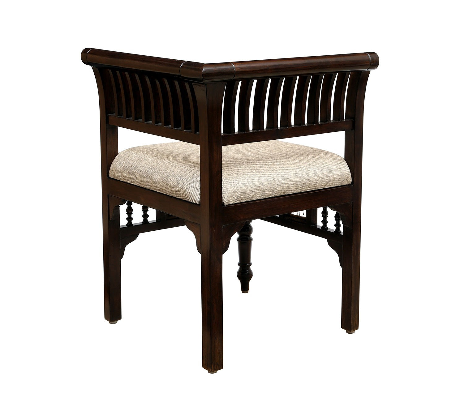 Polo Single Seater L Sofa in Striped Wood Pattern created in Teakwood with Walnut Finish