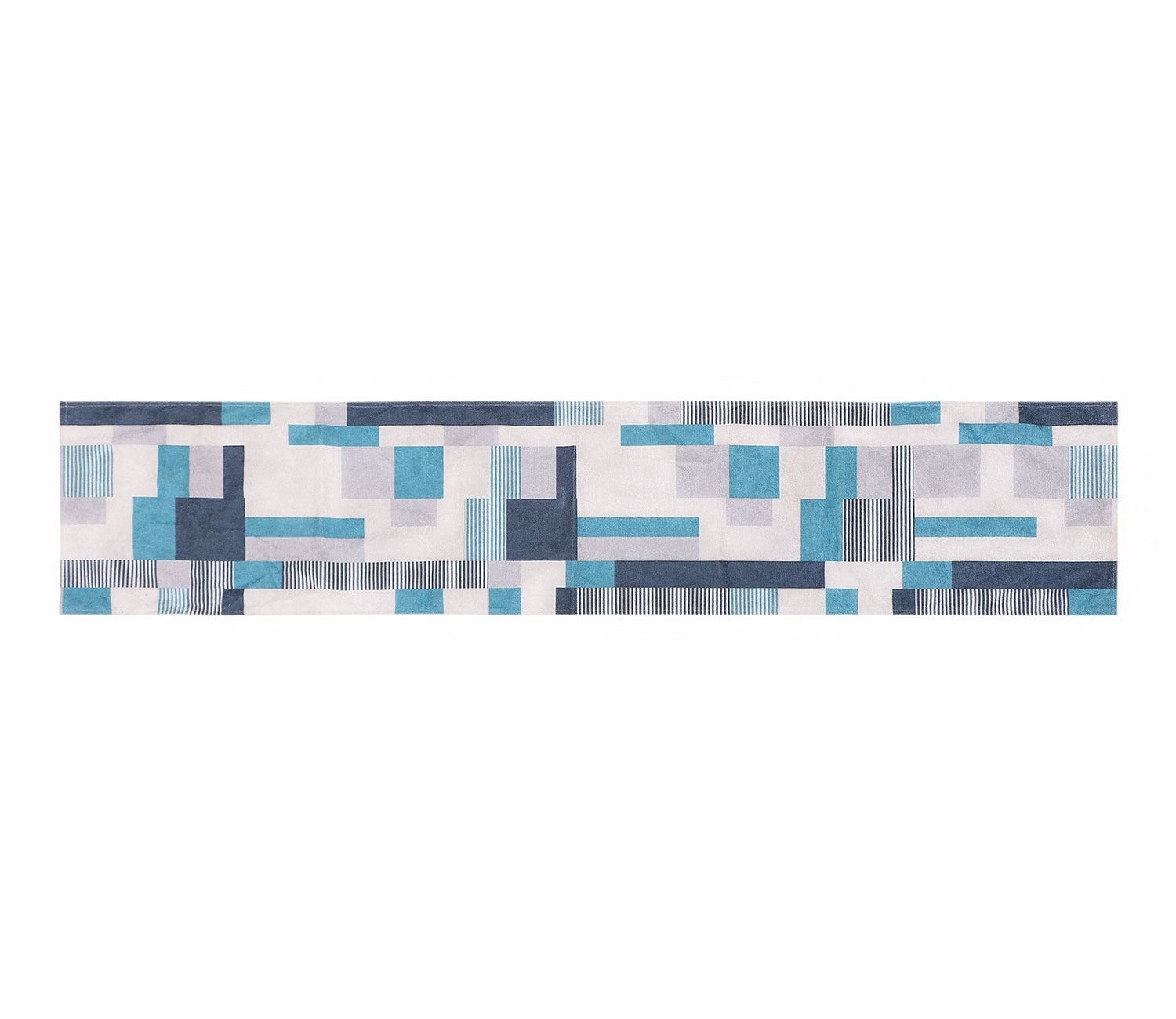 Blue Stripes Velvet Printed Table Runner (72 x 14 inches)