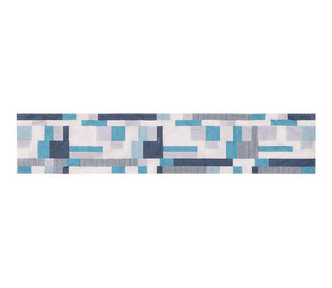Blue Stripes Velvet Printed Table Runner (72 x 14 inches)